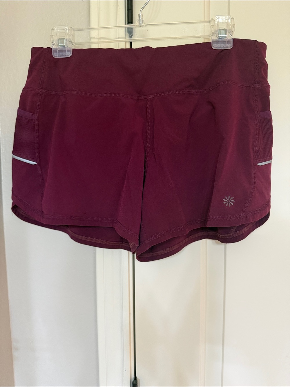 Athleta Deep Plum Running Shorts with Side Pockets